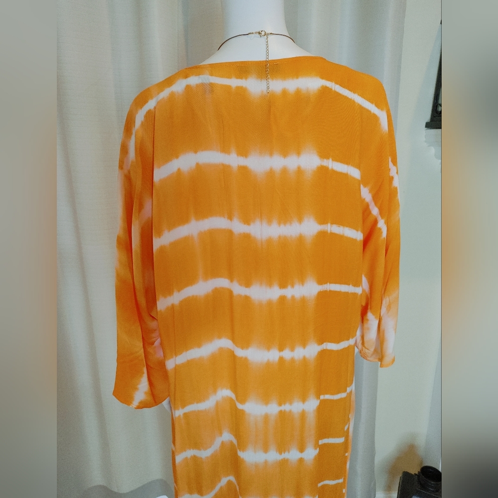 MISSGUIDED TIE DYE KIMONO, TANGERINE/MULTI 10 - Picture 9 of 11